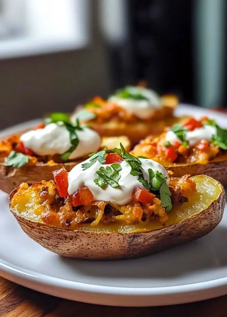 Loaded Potato Skins with Sour Cream