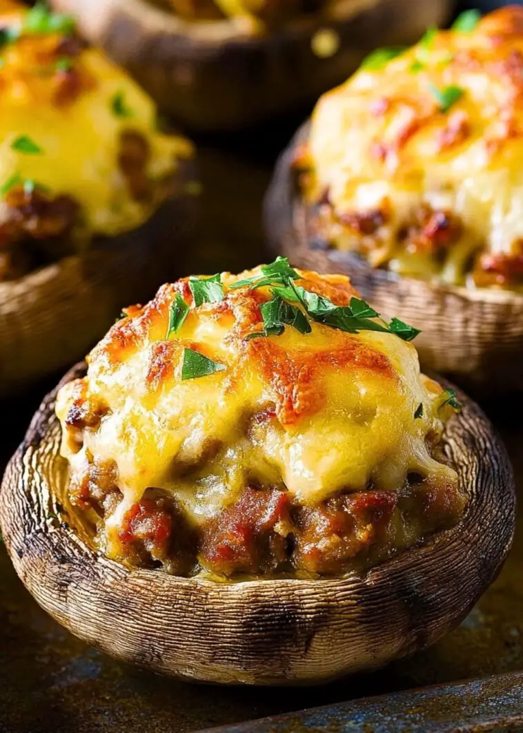 Stuffed Mushroom Caps with Sausage