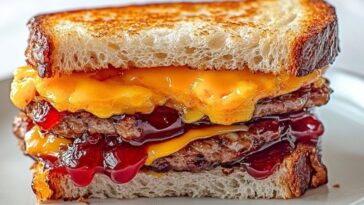 Sausage, Egg, and Cheese Sandwich with Grape Jelly