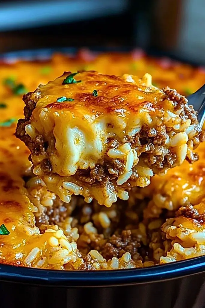 Cheesy Ground Beef and Rice Casserole