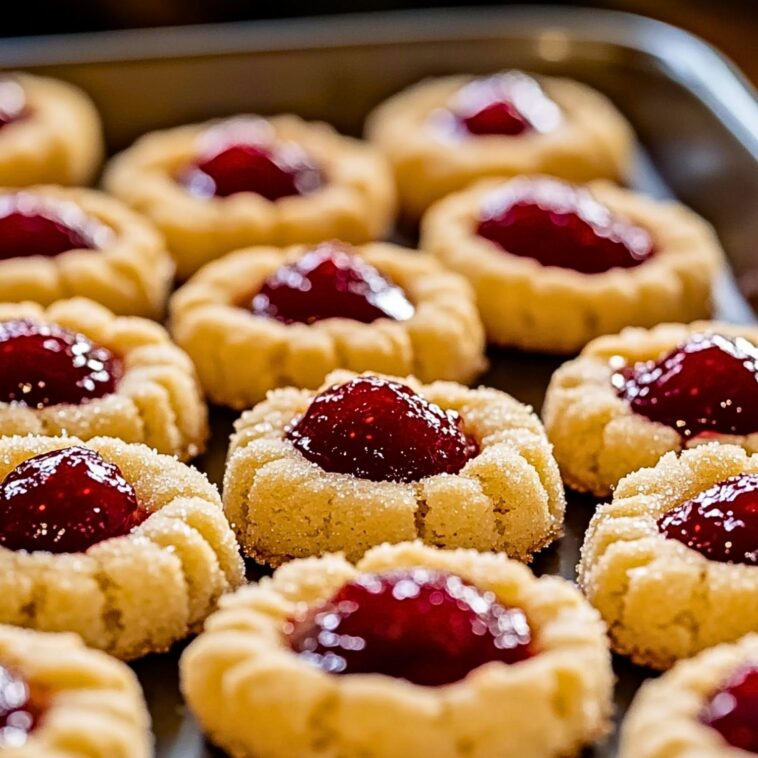 Raspberry Almond Shortbread Thumbprint Cookies